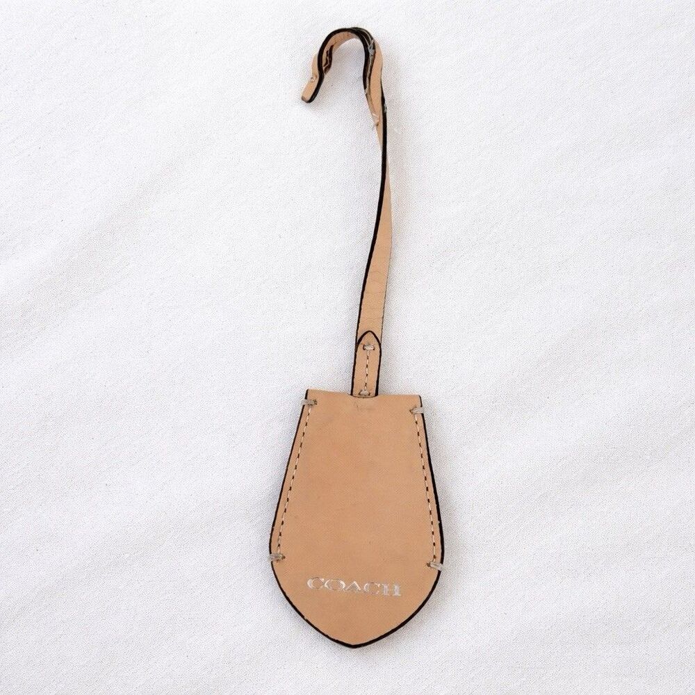 COACH Light Buff Tan Leather Replacement Hang Tag Fob Keyring
